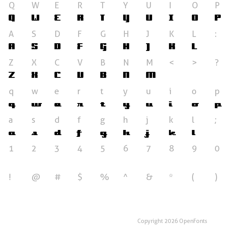 Character Map of onakite Bold