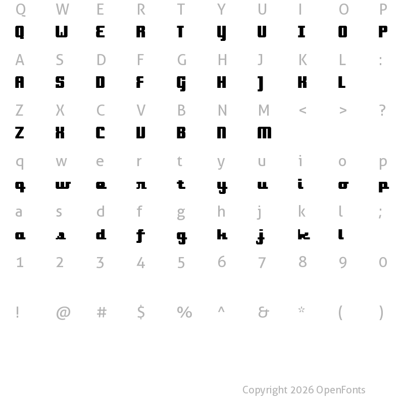 Character Map of onakite Regular