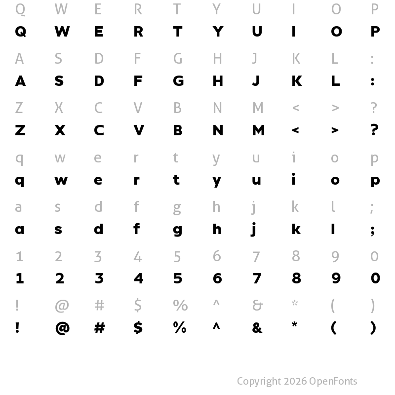 Character Map of Ondo Bold