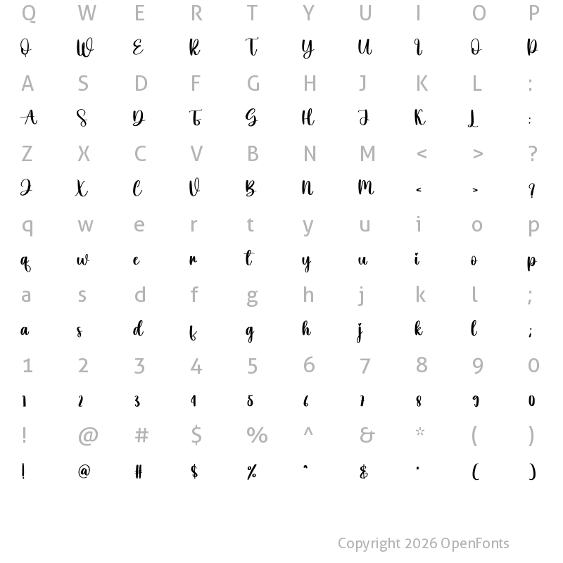 Character Map of Onegreen Regular