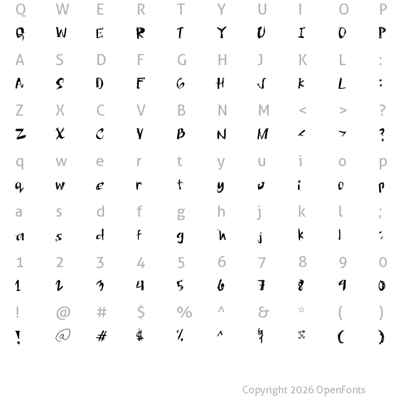 Character Map of OneMiguel Shaded Regular