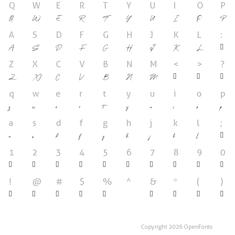 Character Map of OneSignature Regular