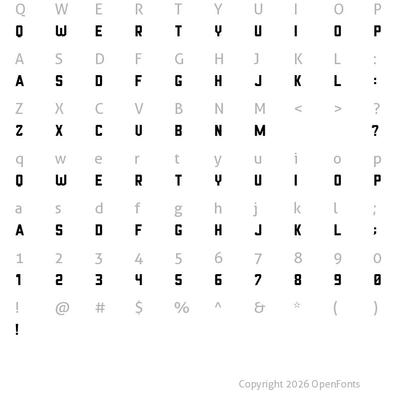 Character Map of OneTwoHours Regular