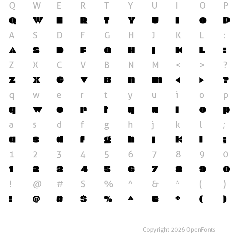 Character Map of Onick Regular