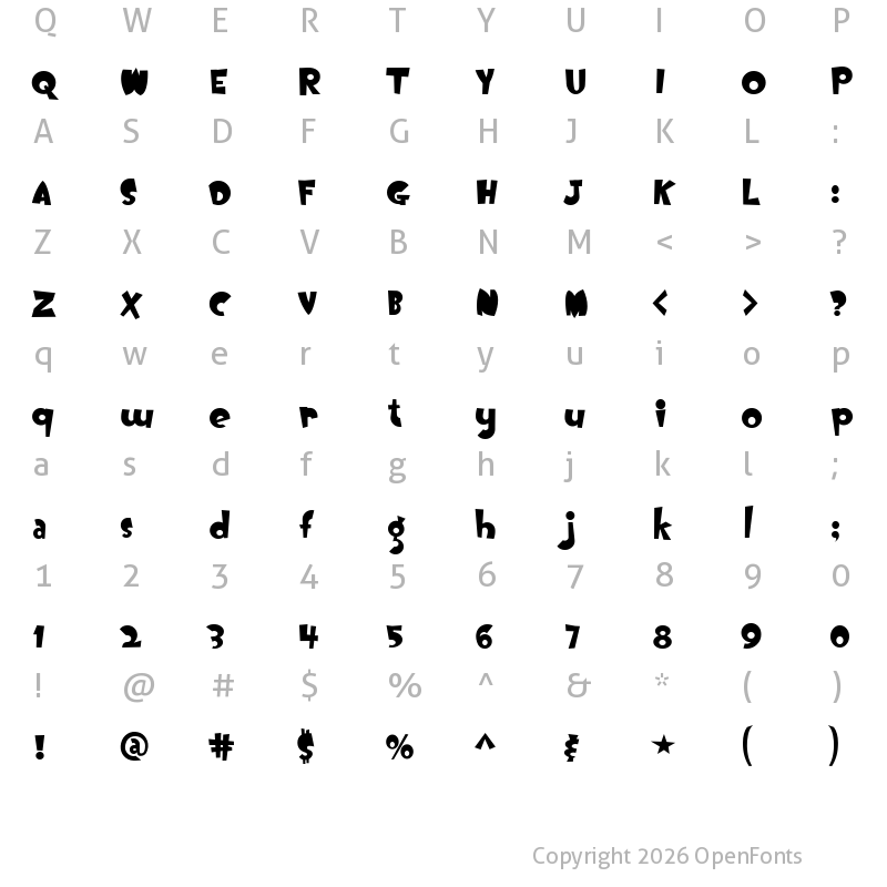 Character Map of OogieBoogie Regular