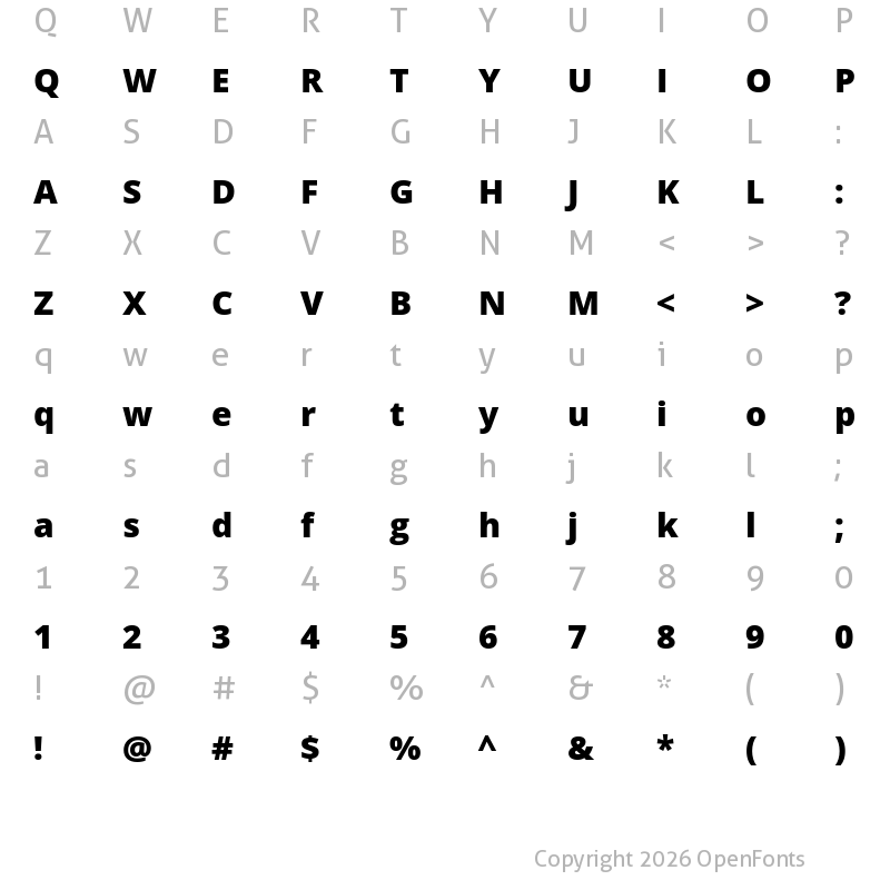 Character Map of Open Sans ExtraBold