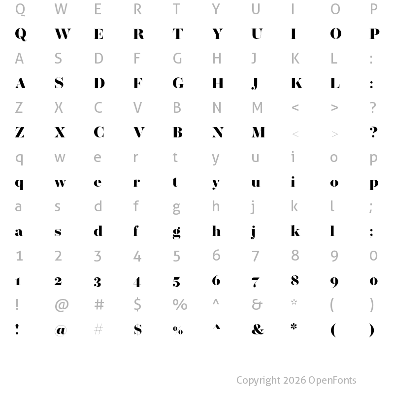 Character Map of Operetta 32 Ultra Bold