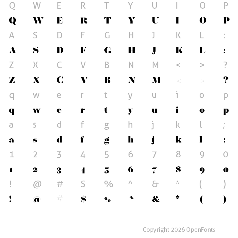 Character Map of Operetta 52 Black