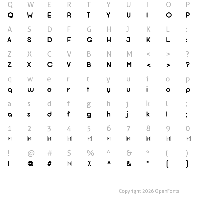 Character Map of Opificio Bold-Rounded