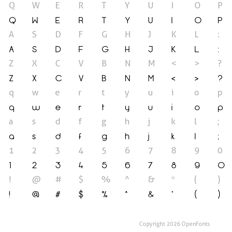 Character Map of Opificio Neue Regular