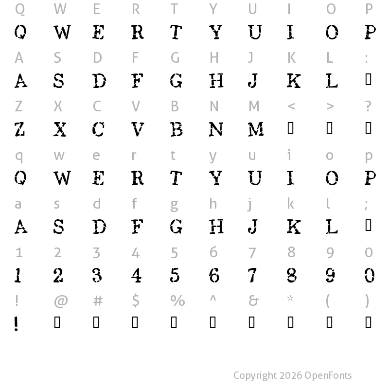 Character Map of Opium Regular