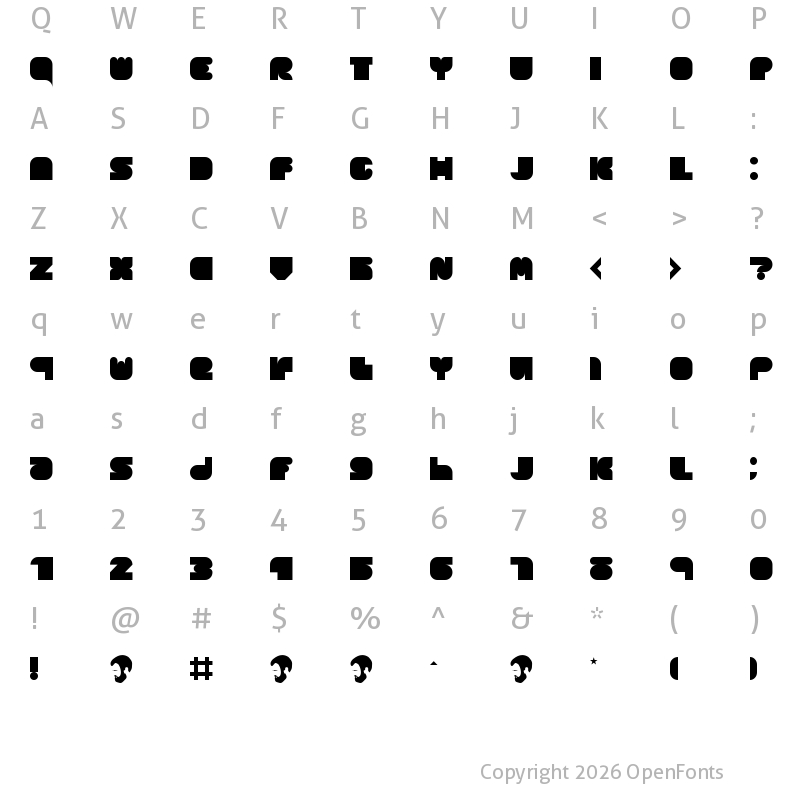 Character Map of OPN DunPeel Lust Regular