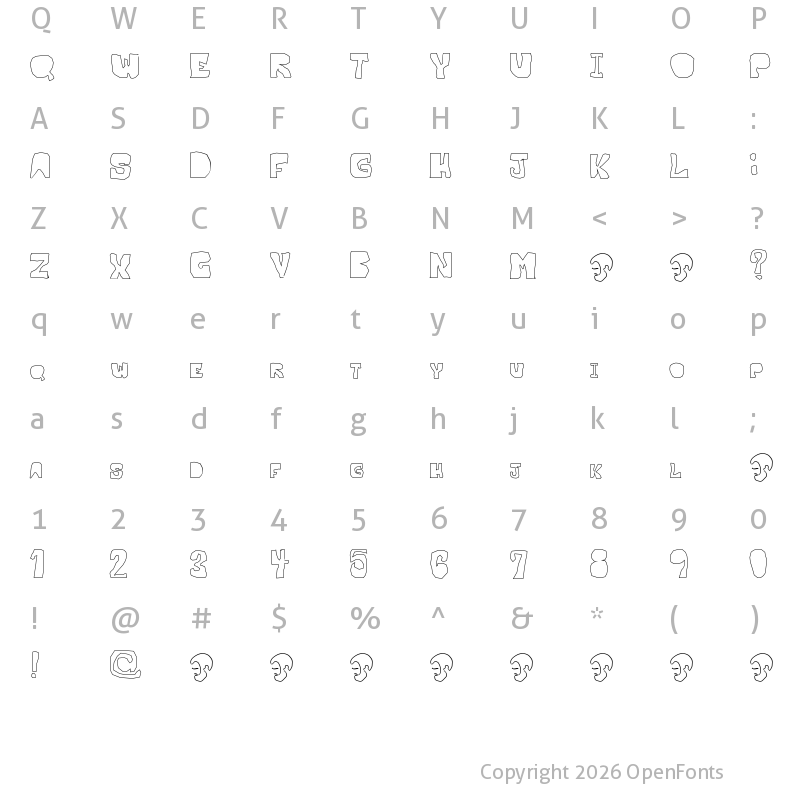 Character Map of OPN Malatashito Naked Regular