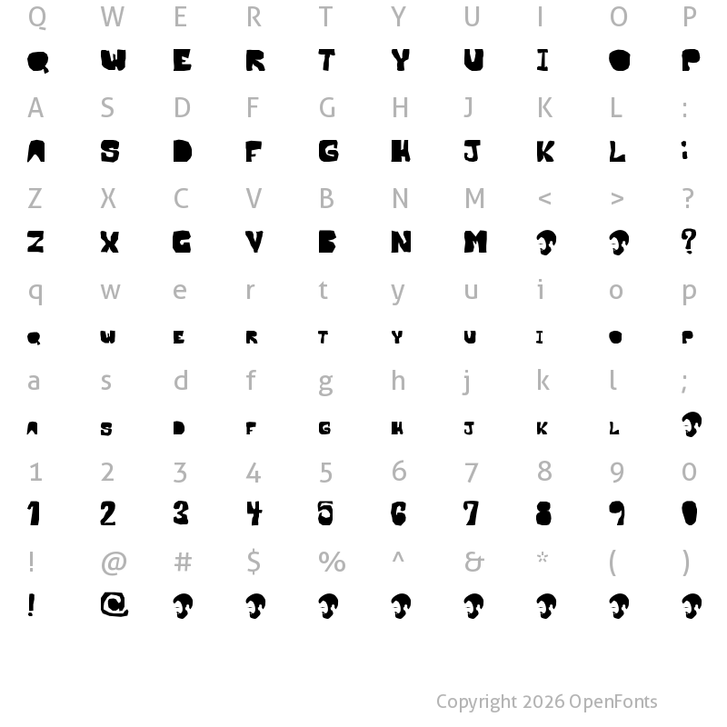 Character Map of OPN Malatashito Regular