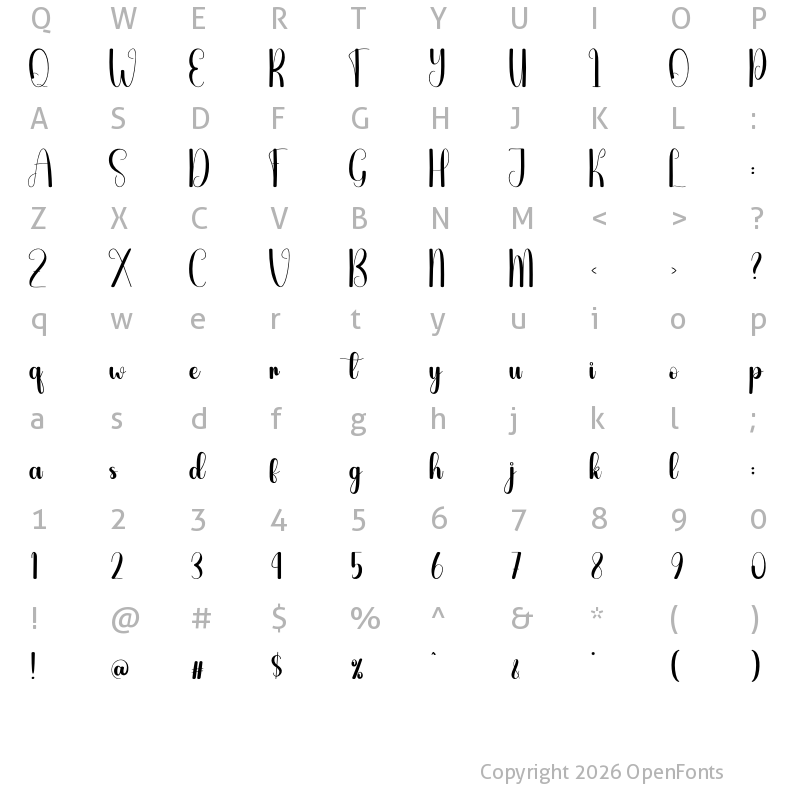 Character Map of Option Regular
