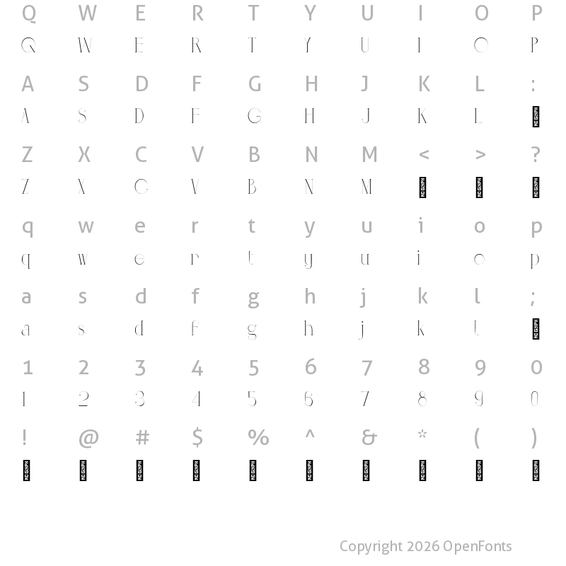 Character Map of Opulenio Personal Use Regular