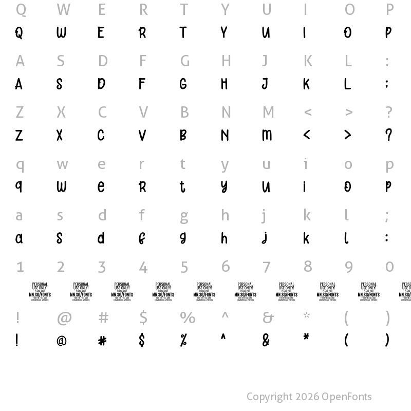 Character Map of Orange Cats PERSONAL USE ONLY Regular
