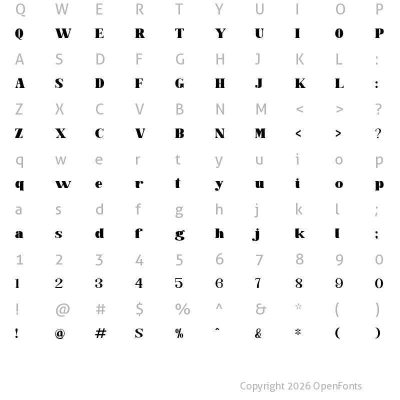 Character Map of Orange Glos Regular