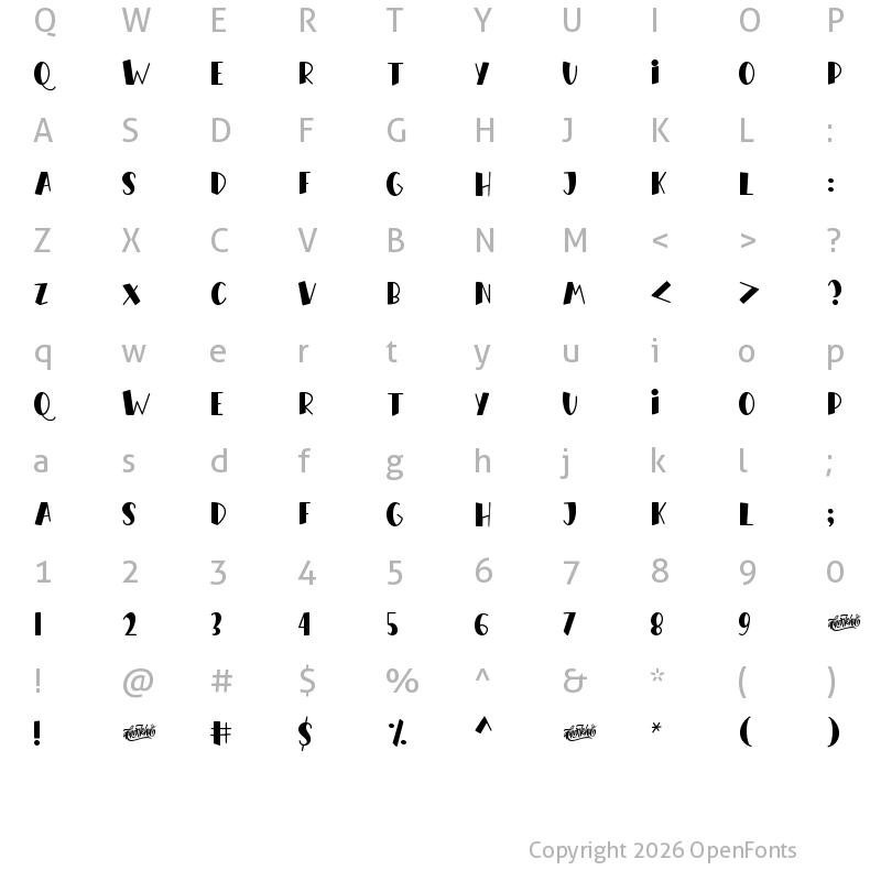 Character Map of Orange Milk Regular