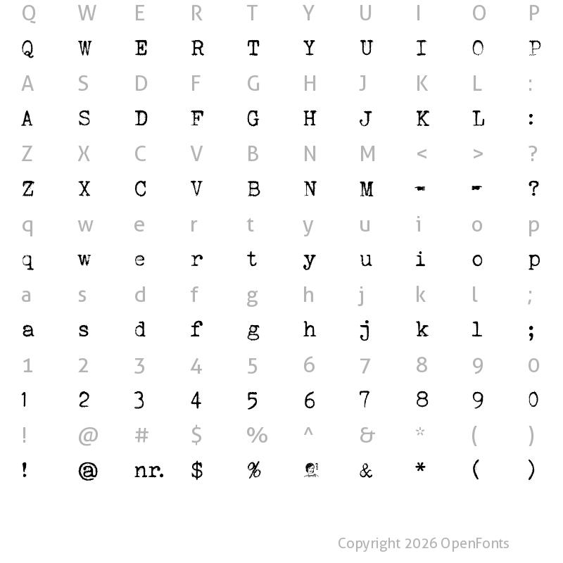 Character Map of Orange Typewriter Regular