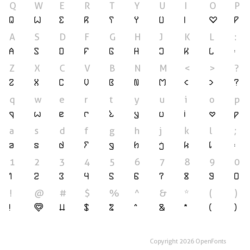 Character Map of ORDINARY LOVE Regular
