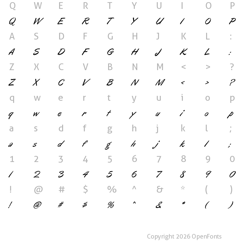 Character Map of Oregano Italic