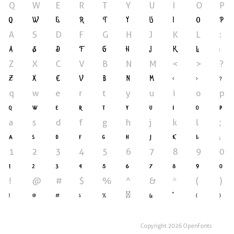 Character Map of Oregon Regular