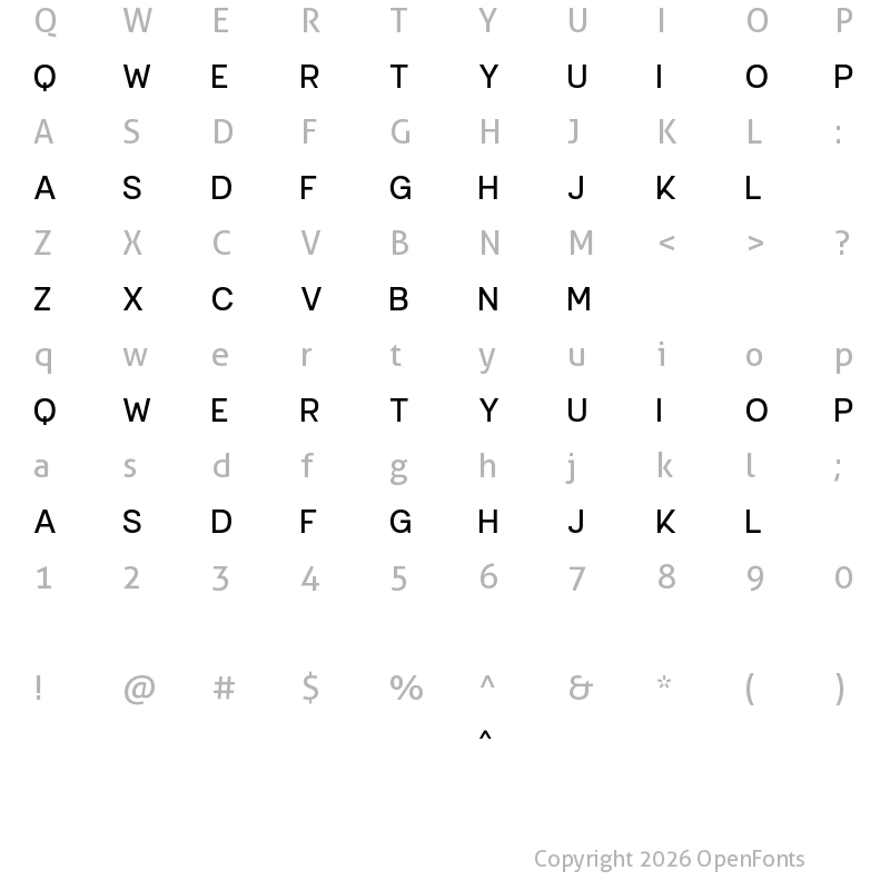 Character Map of Oreon Regular