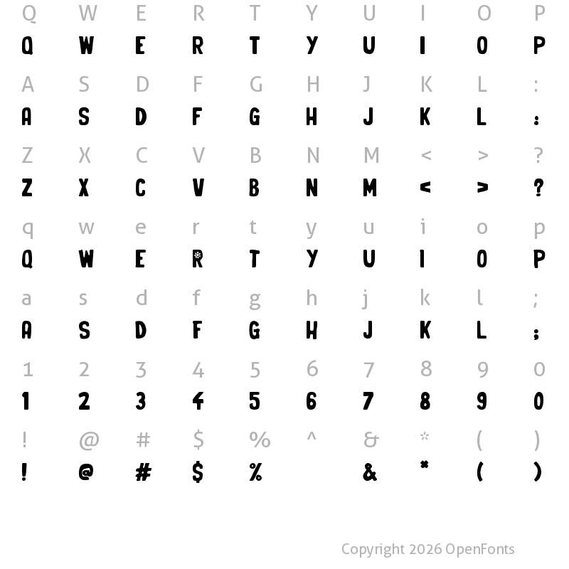 Character Map of Organic Brand Regular