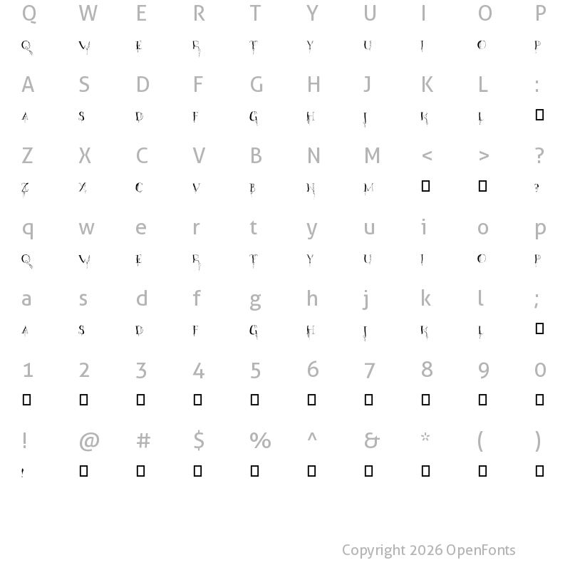 Character Map of Organic Fear Regular