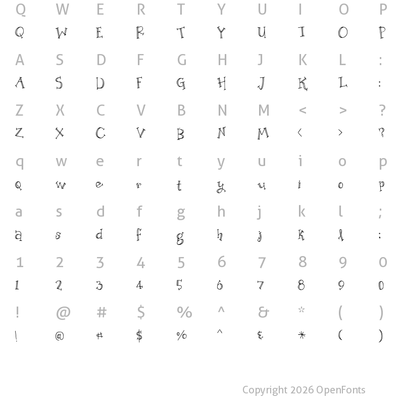 Character Map of Organic Fridays Lined Regular