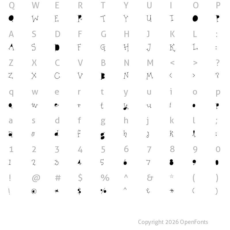 Character Map of Organic Fridays Solid Alternates Regular