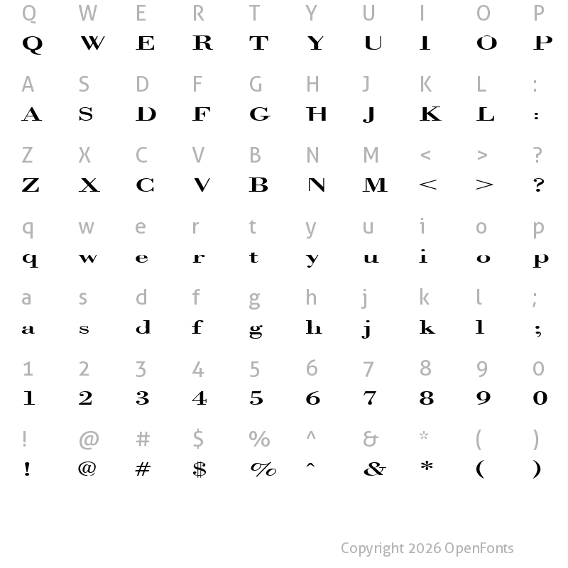 Character Map of Orgreave Extended Regular
