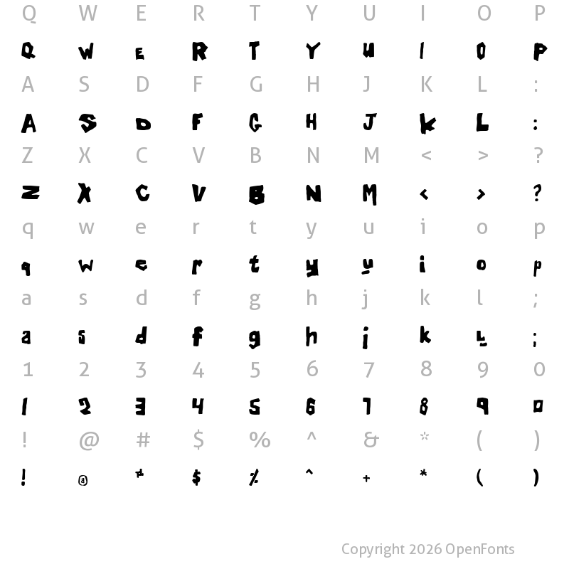 Character Map of Orgy Regular