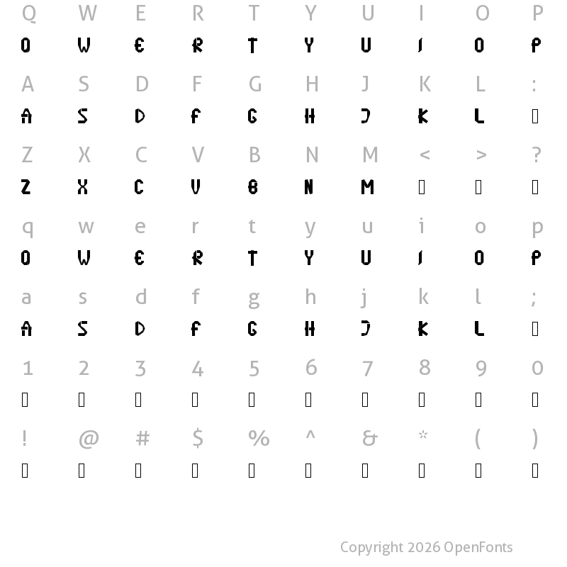 Character Map of origame Regular