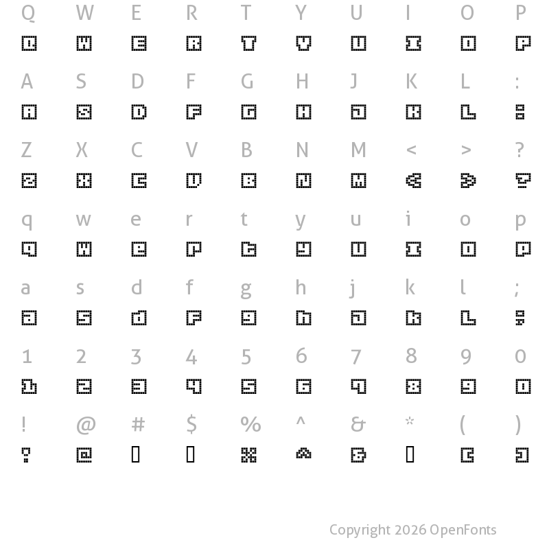 Character Map of Origami Mommy Pixellated Regular