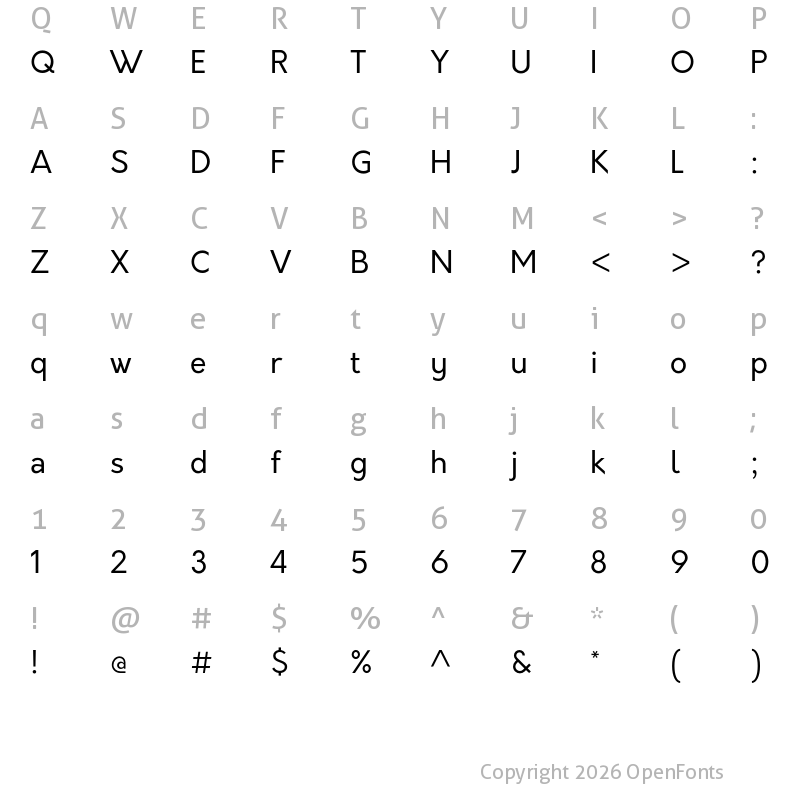 Character Map of Orkney Regular