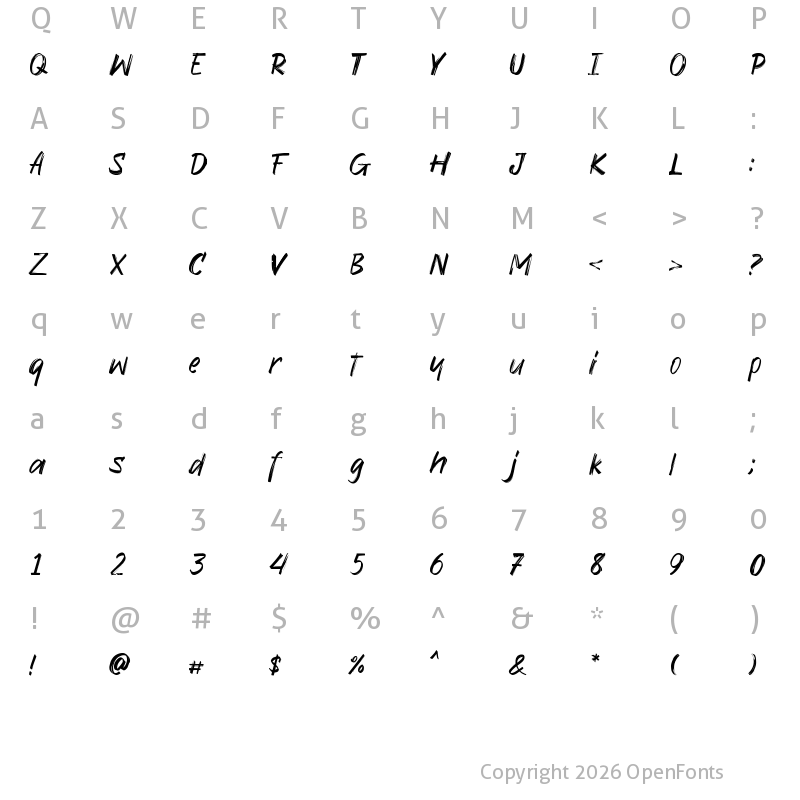Character Map of Orleymore Demo Regular