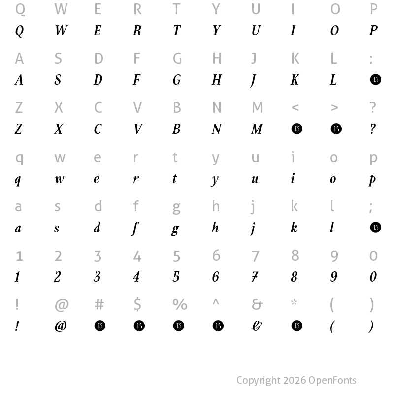 Character Map of Oroban Masuria-Trial ExtraBold Italic