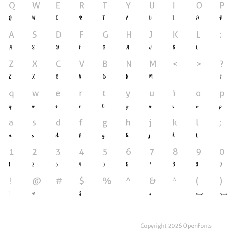 Character Map of Osaka Mustache - Personal Use Regular