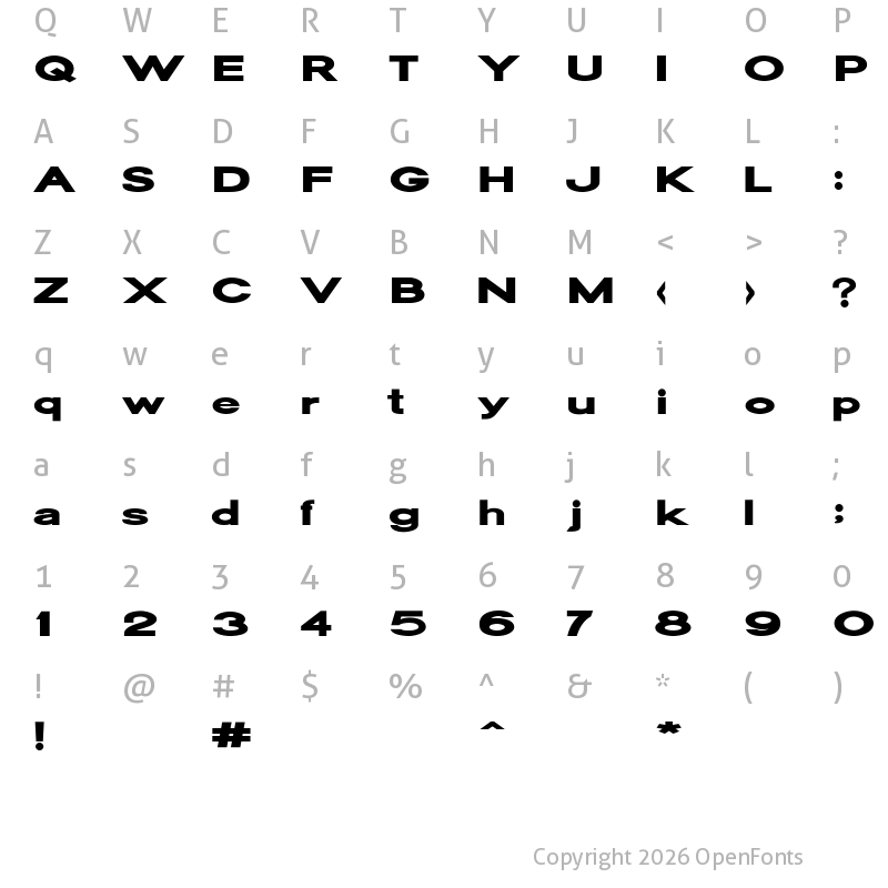 Character Map of Oscan Expanded Regular