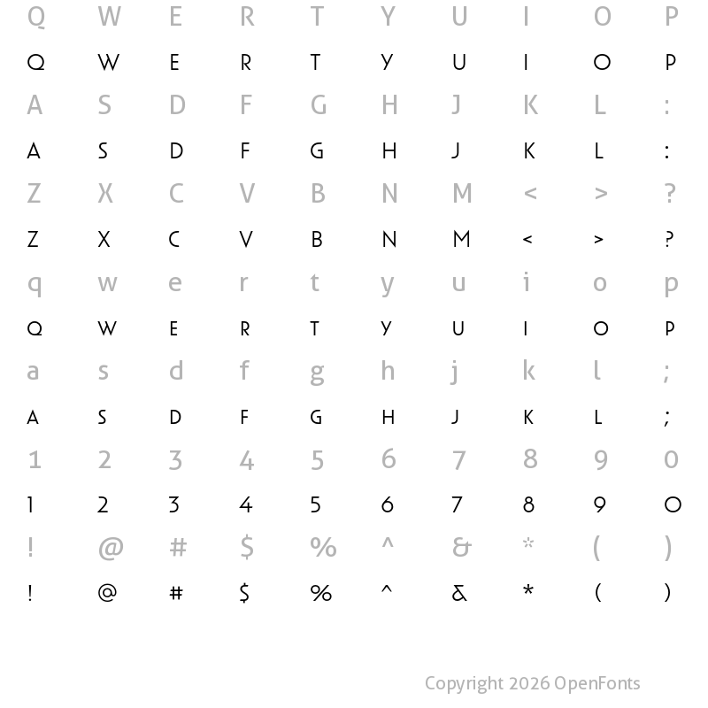 Character Map of Oskar One Light
