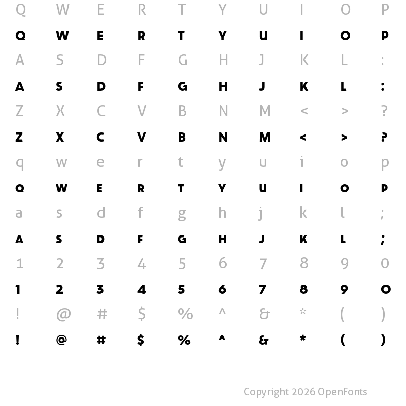 Character Map of Oskar Two Bold