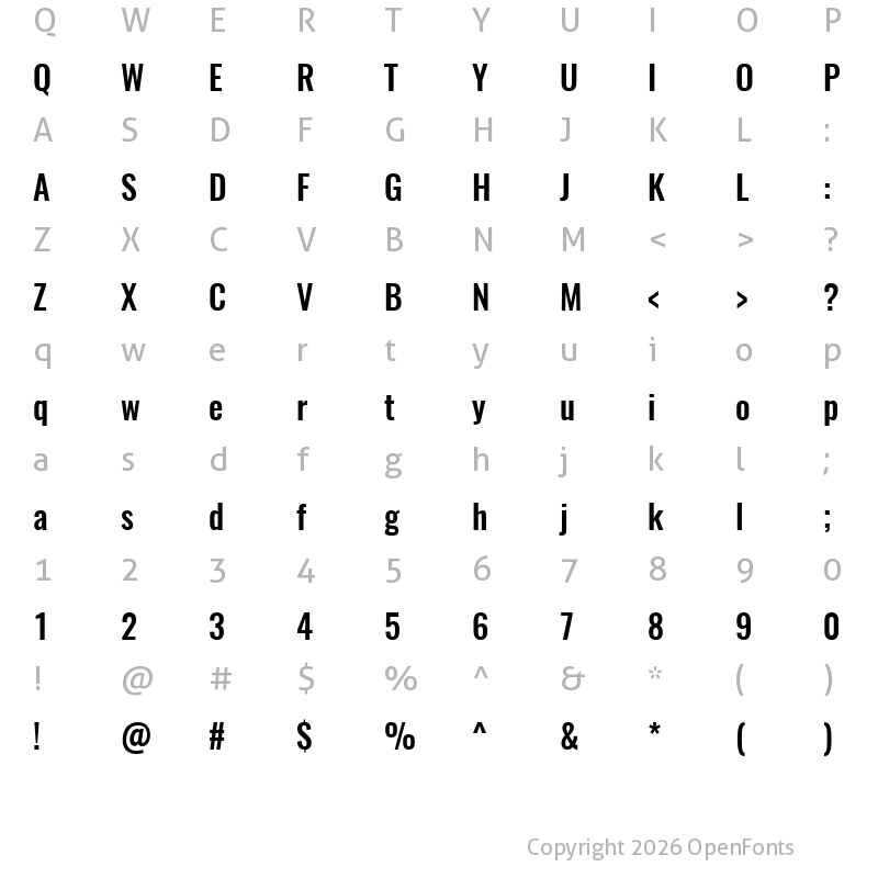Character Map of Oswald Medium