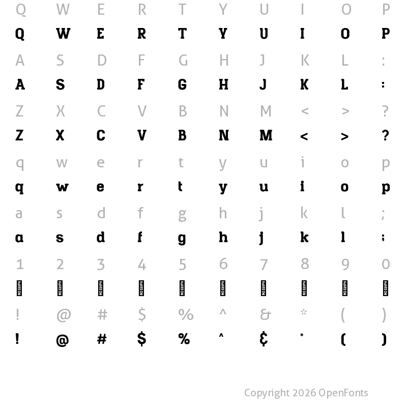 Character Map of Ottine Slab Regular