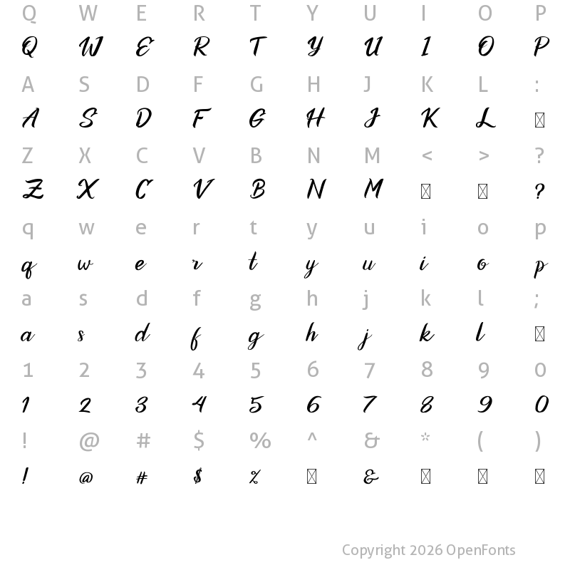 Character Map of Ottoma Regular