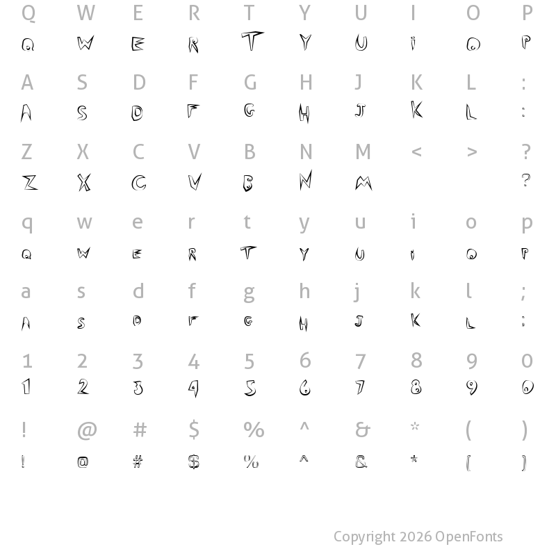 Character Map of outback_outline outback_outline