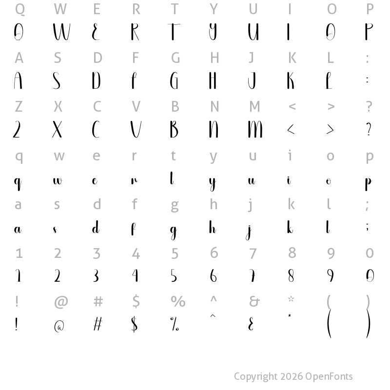 Character Map of Outday Regular