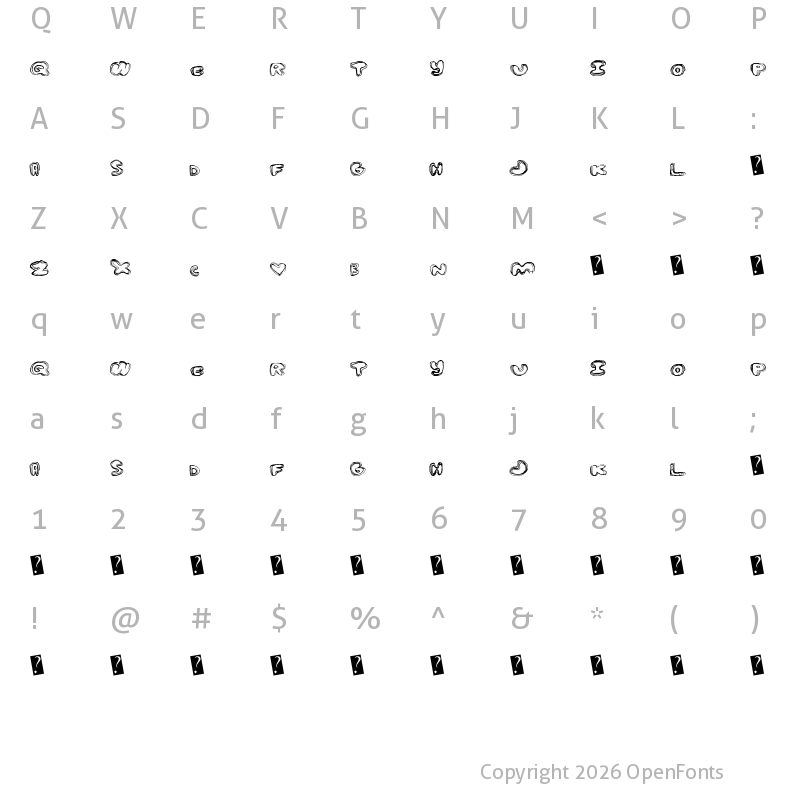Character Map of OutlineAround Regular
