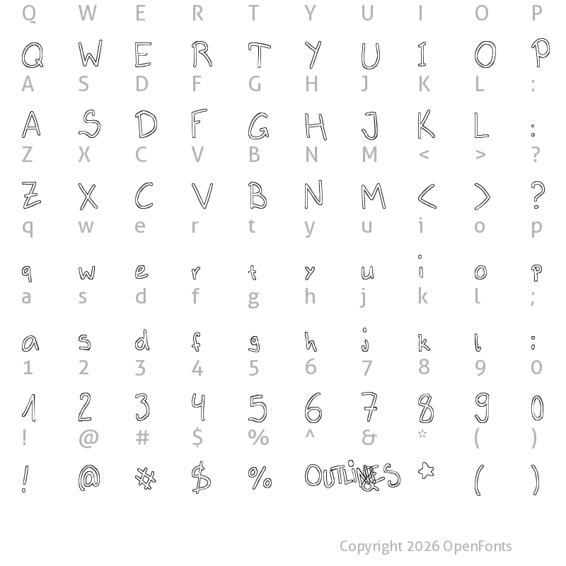 Character Map of Outlines Regular